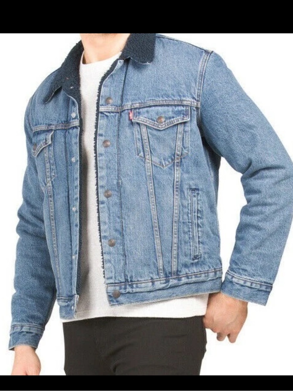 Levi's Men's Blue Denim Sherpa Collar Jacket